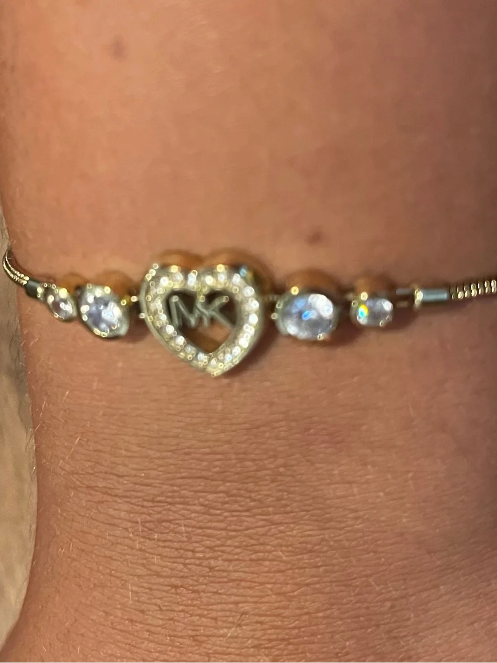 Michael Kors Gold Heart Bracelet with Clear CZ Accents